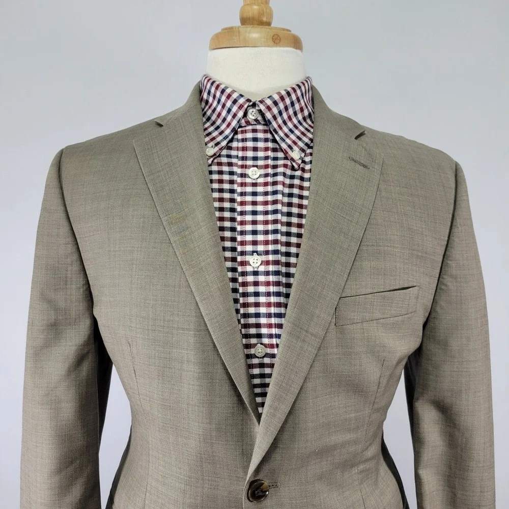 Greg Norman‎ Tasso Elba Men's Sport Coat Blazer Two Button Brown Wool 40S Slim